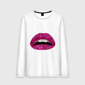 Мужской лонгслив хлопок с принтом Pink leopard lips , 100% хлопок |  | lips | губы | леопард | помада | поцелуй