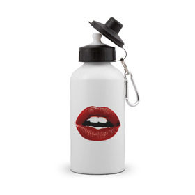 Бутылка спортивная с принтом Pop art lips , металл | емкость — 500 мл, в комплекте две пластиковые крышки и карабин для крепления | Тематика изображения на принте: поп арт