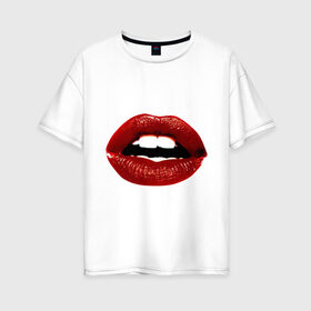 Женская футболка хлопок Oversize с принтом Pop art lips , 100% хлопок | свободный крой, круглый ворот, спущенный рукав, длина до линии бедер
 | поп арт