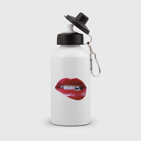 Бутылка спортивная с принтом Sexy lips , металл | емкость — 500 мл, в комплекте две пластиковые крышки и карабин для крепления | Тематика изображения на принте: 