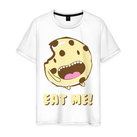 Мужская футболка хлопок с принтом Eat me! I`m Cake! , 100% хлопок | прямой крой, круглый вырез горловины, длина до линии бедер, слегка спущенное плечо. | eat me | девушкам | для девушек | животные | мило | парные | пирожное | съешь меня
