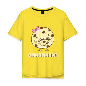Мужская футболка хлопок Oversize с принтом Omnomnom! , 100% хлопок | свободный крой, круглый ворот, “спинка” длиннее передней части | omnomnom | девушкам | для девушек | животные | мило | парные | пирожное