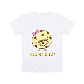 Детская футболка хлопок с принтом Omnomnom! , 100% хлопок | круглый вырез горловины, полуприлегающий силуэт, длина до линии бедер | omnomnom | девушкам | для девушек | животные | мило | парные | пирожное