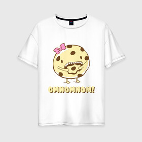 Женская футболка хлопок Oversize с принтом Omnomnom! , 100% хлопок | свободный крой, круглый ворот, спущенный рукав, длина до линии бедер
 | omnomnom | девушкам | для девушек | животные | мило | парные | пирожное