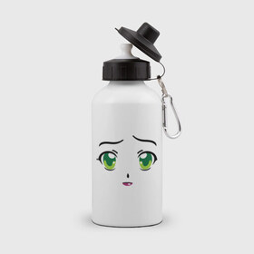 Бутылка спортивная с принтом Аниме зеленые глаза , металл | емкость — 500 мл, в комплекте две пластиковые крышки и карабин для крепления | Тематика изображения на принте: anime | аниме | взгляд | глаза | зеленые глаза | лицо