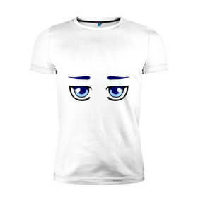 Мужская футболка премиум с принтом Синие аниме глаза , 92% хлопок, 8% лайкра | приталенный силуэт, круглый вырез ворота, длина до линии бедра, короткий рукав | anime | аниме | взгляд | глаза | лицо | синие глаза