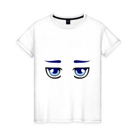 Женская футболка хлопок с принтом Синие аниме глаза , 100% хлопок | прямой крой, круглый вырез горловины, длина до линии бедер, слегка спущенное плечо | anime | аниме | взгляд | глаза | лицо | синие глаза