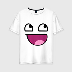 Женская футболка хлопок Oversize с принтом Улыбчивый мем , 100% хлопок | свободный крой, круглый ворот, спущенный рукав, длина до линии бедер
 | интернет мемы | интернет приколы | мем | мемы | приколы | улыбка