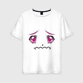 Женская футболка хлопок Oversize с принтом Розовые аниме глаза , 100% хлопок | свободный крой, круглый ворот, спущенный рукав, длина до линии бедер
 | anime | аниме | взгляд | глаза | лицо | розовые глаза