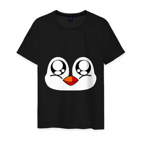 Мужская футболка хлопок с принтом Морда пингвина , 100% хлопок | прямой крой, круглый вырез горловины, длина до линии бедер, слегка спущенное плечо. | Тематика изображения на принте: пингвин