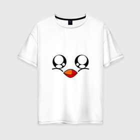 Женская футболка хлопок Oversize с принтом Морда пингвина , 100% хлопок | свободный крой, круглый ворот, спущенный рукав, длина до линии бедер
 | пингвин