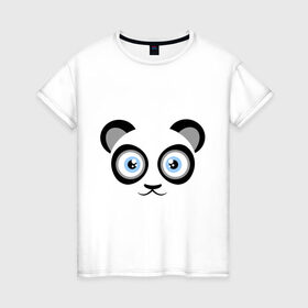 Женская футболка хлопок с принтом Мордочка панды , 100% хлопок | прямой крой, круглый вырез горловины, длина до линии бедер, слегка спущенное плечо | панда
