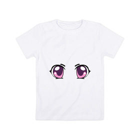 Детская футболка хлопок с принтом Фиолетовые аниме глаза , 100% хлопок | круглый вырез горловины, полуприлегающий силуэт, длина до линии бедер | anime | взгляд | лицо