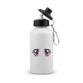 Бутылка спортивная с принтом Фиолетовые аниме глаза , металл | емкость — 500 мл, в комплекте две пластиковые крышки и карабин для крепления | anime | взгляд | лицо