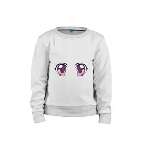 Детский свитшот хлопок с принтом Фиолетовые аниме глаза , 100% хлопок | круглый вырез горловины, эластичные манжеты, пояс и воротник | anime | взгляд | лицо