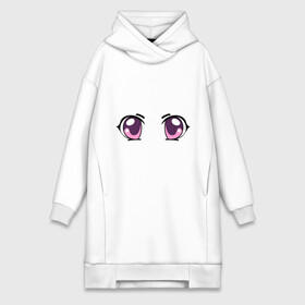 Платье-худи хлопок с принтом Фиолетовые аниме глаза ,  |  | anime | взгляд | лицо