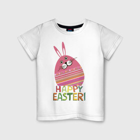 Детская футболка хлопок с принтом Easter rabbit , 100% хлопок | круглый вырез горловины, полуприлегающий силуэт, длина до линии бедер | happy easter | кролик | пасха | пасхальное яйцо | пасхальный кролик | счастливой пасхи