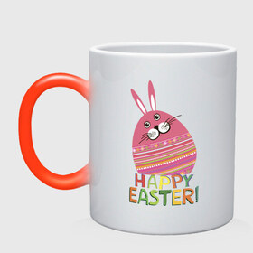 Кружка хамелеон с принтом Easter rabbit , керамика | меняет цвет при нагревании, емкость 330 мл | Тематика изображения на принте: happy easter | кролик | пасха | пасхальное яйцо | пасхальный кролик | счастливой пасхи