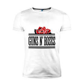 Мужская футболка премиум с принтом Guns n roses red , 92% хлопок, 8% лайкра | приталенный силуэт, круглый вырез ворота, длина до линии бедра, короткий рукав | guns and roses | rock | ганс н роуз | музыка | рок