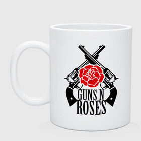 Кружка с принтом Guns n roses rose , керамика | объем — 330 мл, диаметр — 80 мм. Принт наносится на бока кружки, можно сделать два разных изображения | guns and roses | rock | ганс н роуз | музыка | рок