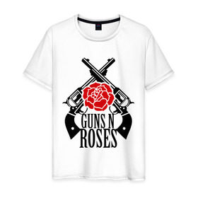 Мужская футболка хлопок с принтом Guns n roses rose , 100% хлопок | прямой крой, круглый вырез горловины, длина до линии бедер, слегка спущенное плечо. | guns and roses | rock | ганс н роуз | музыка | рок