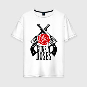 Женская футболка хлопок Oversize с принтом Guns n roses rose , 100% хлопок | свободный крой, круглый ворот, спущенный рукав, длина до линии бедер
 | guns and roses | rock | ганс н роуз | музыка | рок