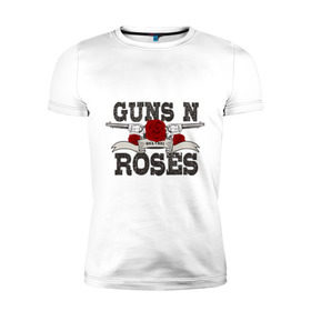 Мужская футболка премиум с принтом Guns n roses black , 92% хлопок, 8% лайкра | приталенный силуэт, круглый вырез ворота, длина до линии бедра, короткий рукав | guns and roses | rock | ганс н роуз | музыка | рок
