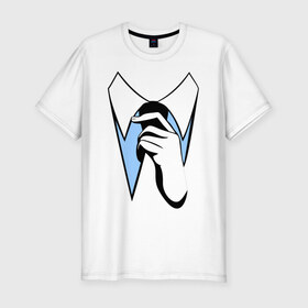 Мужская футболка премиум с принтом White collarrr , 92% хлопок, 8% лайкра | приталенный силуэт, круглый вырез ворота, длина до линии бедра, короткий рукав | white collar | белый воротничок | воротник | галстук | рубашка | сериал | телесериал