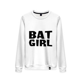 Женский свитшот хлопок с принтом Bat Girl , 100% хлопок | прямой крой, круглый вырез, на манжетах и по низу широкая трикотажная резинка  | Тематика изображения на принте: крылья