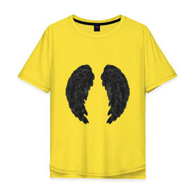 Мужская футболка хлопок Oversize с принтом Demon wing , 100% хлопок | свободный крой, круглый ворот, “спинка” длиннее передней части | black | dark angel | demon | devil | двушкам | дьявол | крылья демона | с крыльями