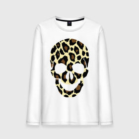 Мужской лонгслив хлопок с принтом Skull leopard , 100% хлопок |  | leo | skull | леопард | череп