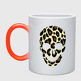 Кружка хамелеон с принтом Skull leopard , керамика | меняет цвет при нагревании, емкость 330 мл | leo | skull | леопард | череп