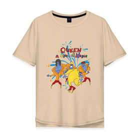 Мужская футболка хлопок Oversize с принтом Queen A Kind of Magic , 100% хлопок | свободный крой, круглый ворот, “спинка” длиннее передней части | freddie mercury | queen | классический рок | куин | рок группа | фредди меркьюри