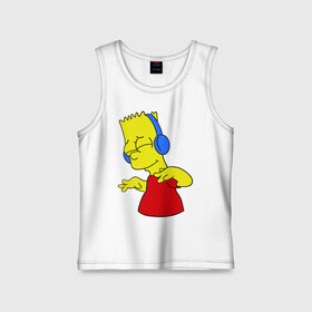 Детская майка хлопок с принтом Барт в наушниках ,  |  | bart | bart simpson | simpsons | барт в наушниках | барт симпсон | голова барта | симпсоны | симсоны