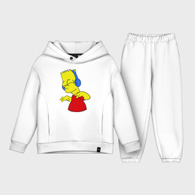 Детский костюм хлопок Oversize с принтом Барт в наушниках ,  |  | Тематика изображения на принте: bart | bart simpson | simpsons | барт в наушниках | барт симпсон | голова барта | симпсоны | симсоны