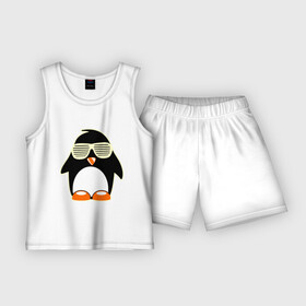Детская пижама с шортами хлопок с принтом Пингвин в очках жалюзи glow ,  |  | пингвин