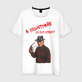 Мужская футболка хлопок с принтом A Nightmare on Elm street , 100% хлопок | прямой крой, круглый вырез горловины, длина до линии бедер, слегка спущенное плечо. | freddy krueger | фреди крюгер