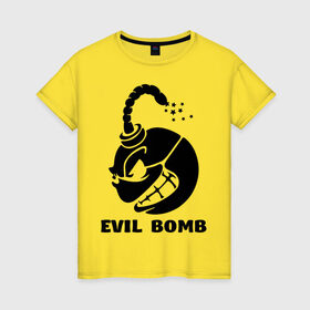 Женская футболка хлопок с принтом Злая бомба (Evil bomb) , 100% хлопок | прямой крой, круглый вырез горловины, длина до линии бедер, слегка спущенное плечо | злой смайл | смайл