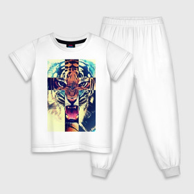 Детская пижама хлопок с принтом SWAG tiger , 100% хлопок |  брюки и футболка прямого кроя, без карманов, на брюках мягкая резинка на поясе и по низу штанин
 | bshirts | swag | tiger | сваг | свог | свэг | тигр