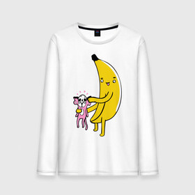 Мужской лонгслив хлопок с принтом Мстительный банан , 100% хлопок |  | bananes | мартышка | обезьяна | фрукты
