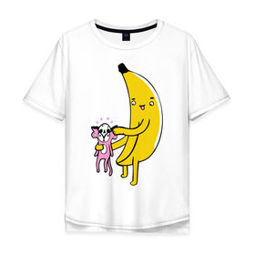 Мужская футболка хлопок Oversize с принтом Мстительный банан , 100% хлопок | свободный крой, круглый ворот, “спинка” длиннее передней части | bananes | мартышка | обезьяна | фрукты