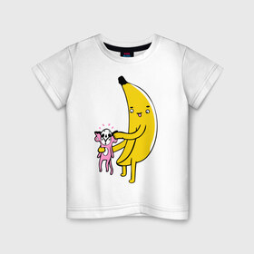 Детская футболка хлопок с принтом Мстительный банан , 100% хлопок | круглый вырез горловины, полуприлегающий силуэт, длина до линии бедер | bananes | мартышка | обезьяна | фрукты