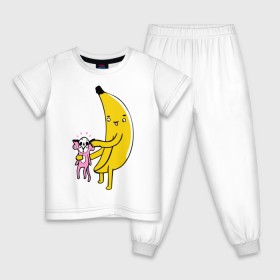 Детская пижама хлопок с принтом Мстительный банан , 100% хлопок |  брюки и футболка прямого кроя, без карманов, на брюках мягкая резинка на поясе и по низу штанин
 | bananes | мартышка | обезьяна | фрукты