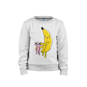 Детский свитшот хлопок с принтом Мстительный банан , 100% хлопок | круглый вырез горловины, эластичные манжеты, пояс и воротник | bananes | мартышка | обезьяна | фрукты