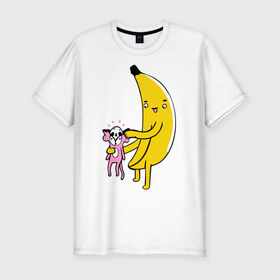 Мужская футболка премиум с принтом Мстительный банан , 92% хлопок, 8% лайкра | приталенный силуэт, круглый вырез ворота, длина до линии бедра, короткий рукав | bananes | мартышка | обезьяна | фрукты