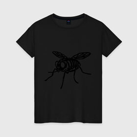 Женская футболка хлопок с принтом Рентген мухи , 100% хлопок | прямой крой, круглый вырез горловины, длина до линии бедер, слегка спущенное плечо | скелет
