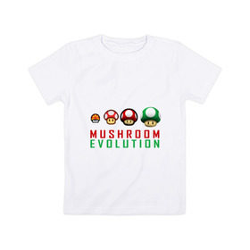 Детская футболка хлопок с принтом Mario Mushroom Evolution , 100% хлопок | круглый вырез горловины, полуприлегающий силуэт, длина до линии бедер | nintendo | марио | нинтендо