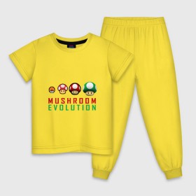 Детская пижама хлопок с принтом Mario Mushroom Evolution , 100% хлопок |  брюки и футболка прямого кроя, без карманов, на брюках мягкая резинка на поясе и по низу штанин
 | nintendo | марио | нинтендо