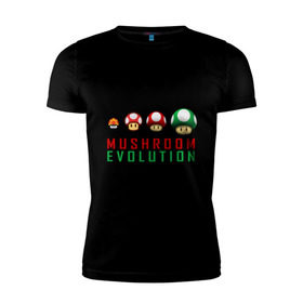 Мужская футболка премиум с принтом Mario Mushroom Evolution , 92% хлопок, 8% лайкра | приталенный силуэт, круглый вырез ворота, длина до линии бедра, короткий рукав | nintendo | марио | нинтендо