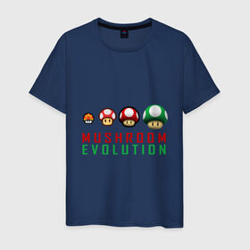 Мужская футболка хлопок с принтом Mario Mushroom Evolution , 100% хлопок | прямой крой, круглый вырез горловины, длина до линии бедер, слегка спущенное плечо. | Тематика изображения на принте: nintendo | марио | нинтендо